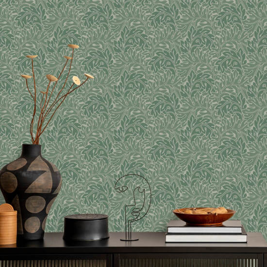 Acanthus Green Botanical Wallpaper