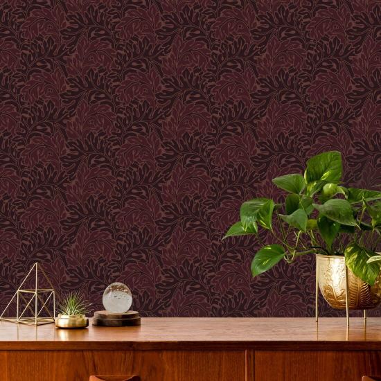 Acanthus Maroon Papel de parede natural