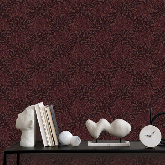 Acanthus Maroon Papel de parede natural