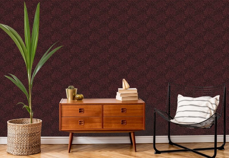 Acanthus Maroon Papel de parede natural