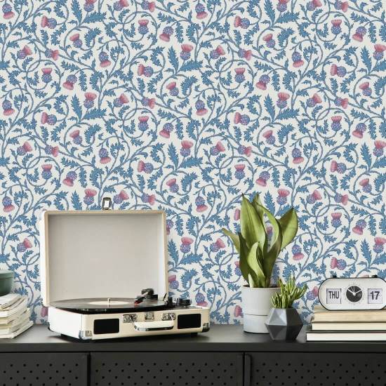Catriona’s Thistle Scarlet Buds Floral Wallpaper