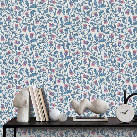 Catrionas Thistle Scarlet Knopper Blomstertapet