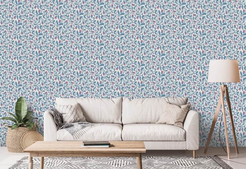 Catriona’s Thistle Scarlet Buds Floral Wallpaper