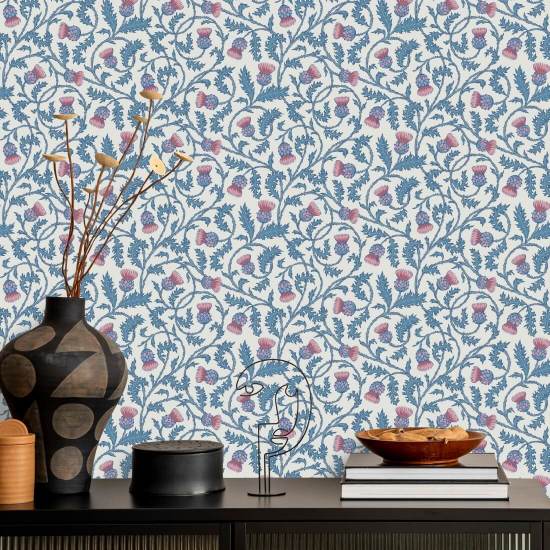 Botões escarlates de cardo de Catriona Papel de parede floral