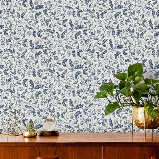 Catriona’s Thistle Moonlight Botanical Wallpaper