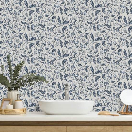 Catriona’s Thistle Moonlight Botanical Wallpaper