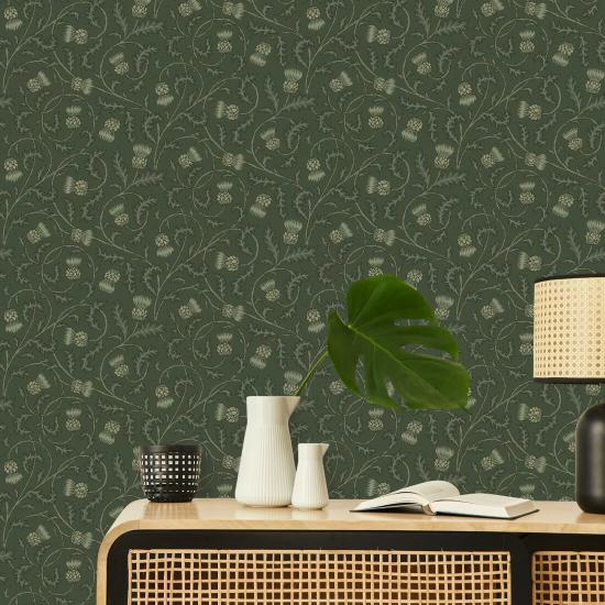 Catriona’s Thistle Stormy Night Dark Green Nature Wallpaper