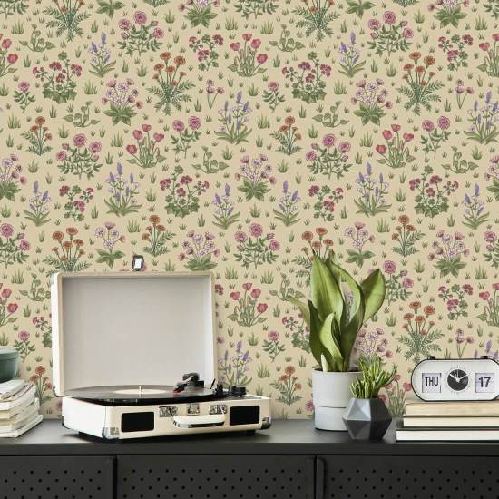 Country Garden Spring Bloom Garden Wallpaper