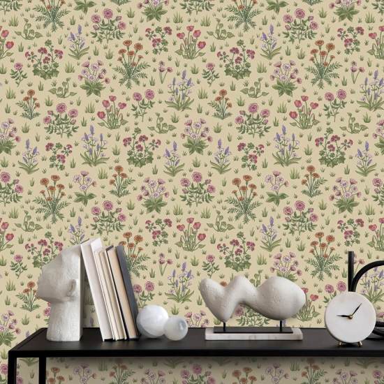 Country Garden Spring Bloom Garden Wallpaper