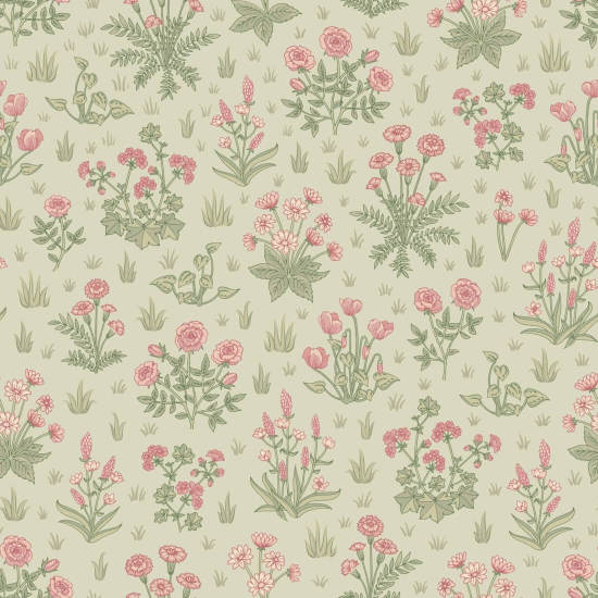 Country Garden Blush Meadow Papel de parede floral