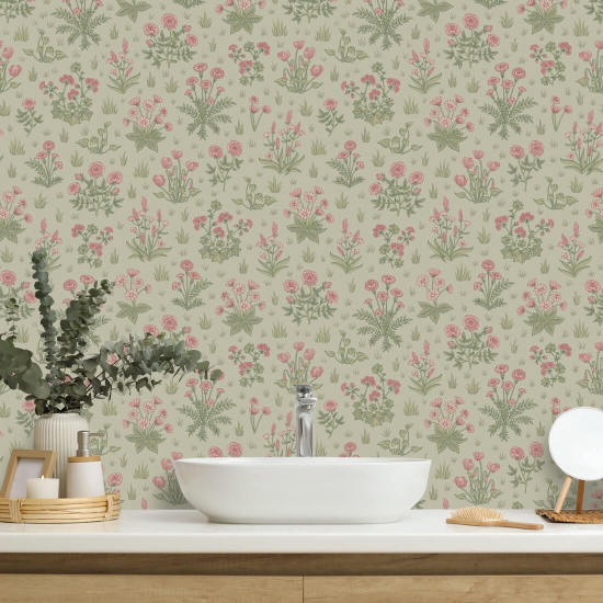 Country Garden Blush Meadow Papier peint floral