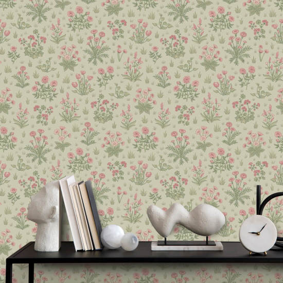 Country Garden Blush Meadow Papel pintado floral