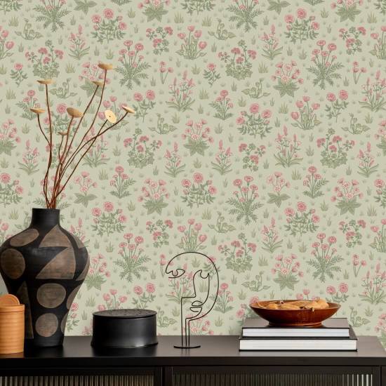 Country Garden Blush Meadow Blumentapete