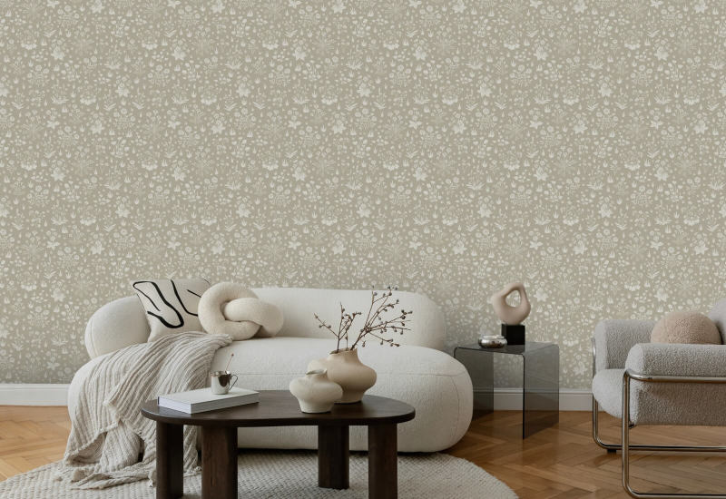 Country Garden Sandy Neutral Garden Wallpaper