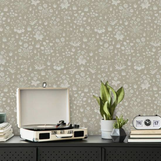 Country Garden Sandy Neutral Garden Wallpaper