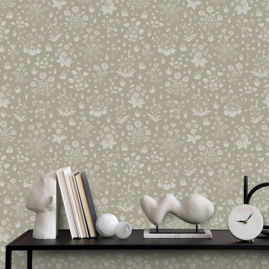 Country Garden Sandy Neutral Garden Wallpaper