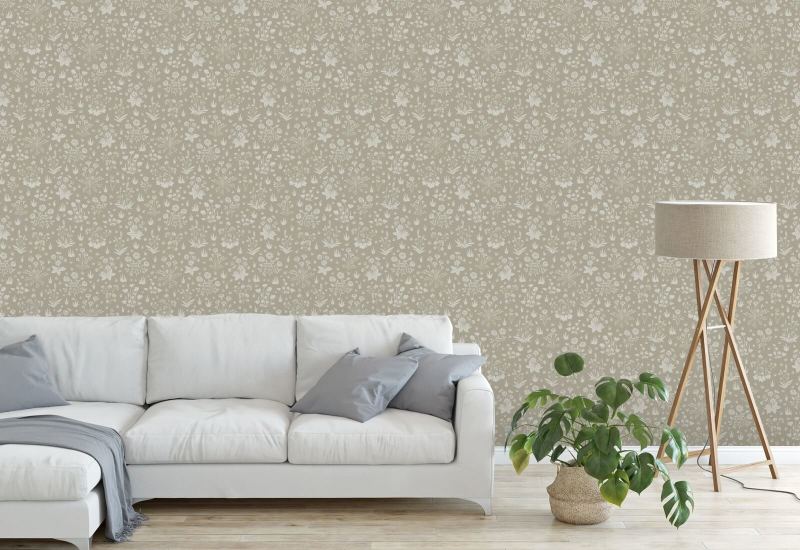 Jardín campestre Sandy Neutral Papel pintado de jardín