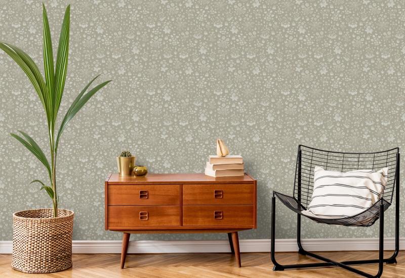 Jardín campestre Sandy Neutral Papel pintado de jardín
