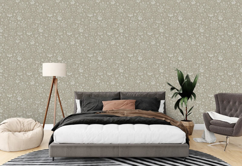 Country Garden Sandy Neutral Garden Wallpaper
