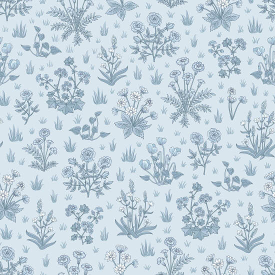 Jardin de campagne bleu ciel Papier peint floral