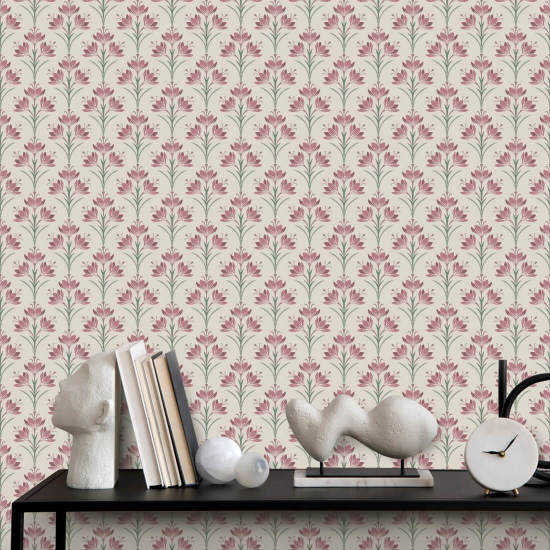 Fourré de crocus roses Papier peint floral