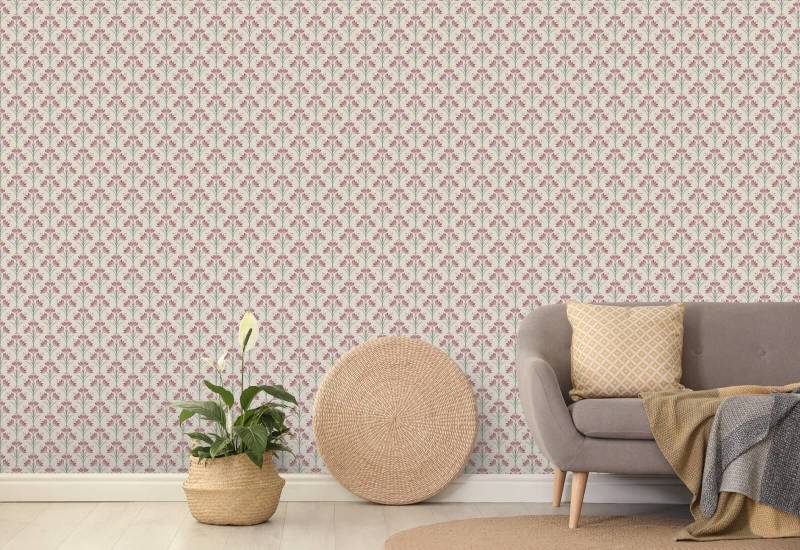 Crocus Rosy Thicket Floral Wallpaper