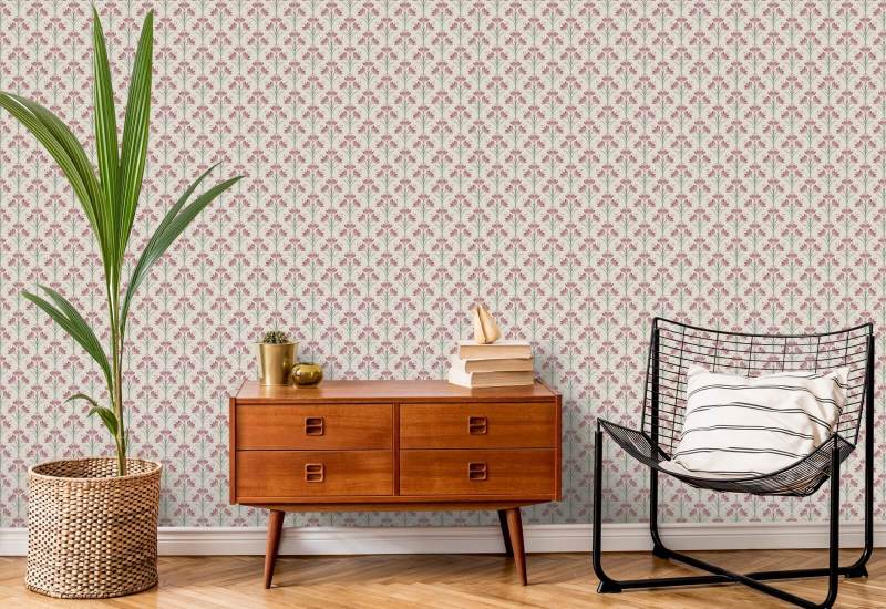 Crocus Rosy Thicket Papel de parede floral