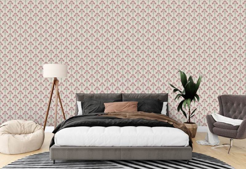 Crocus Rosy Thicket Floral Wallpaper