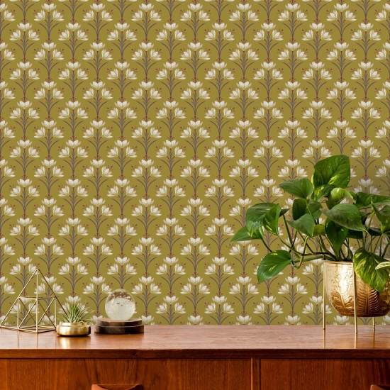 Susurro del bosque de azafranes Fondo de pantalla con estampado floral