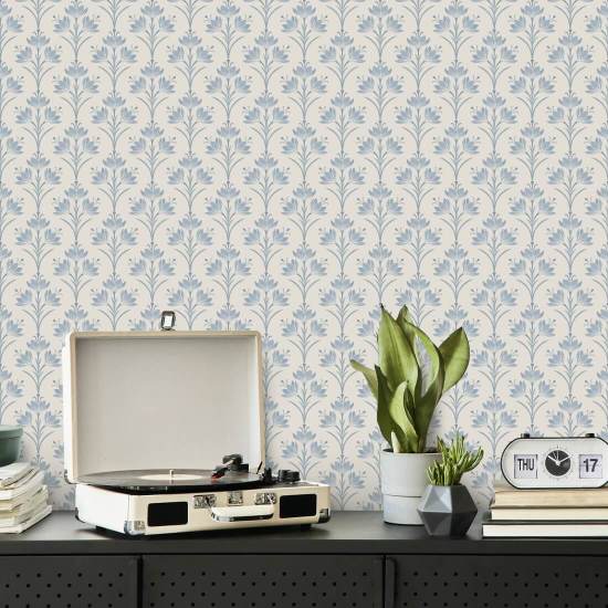 Crocus Blue Dew Papel de parede floral