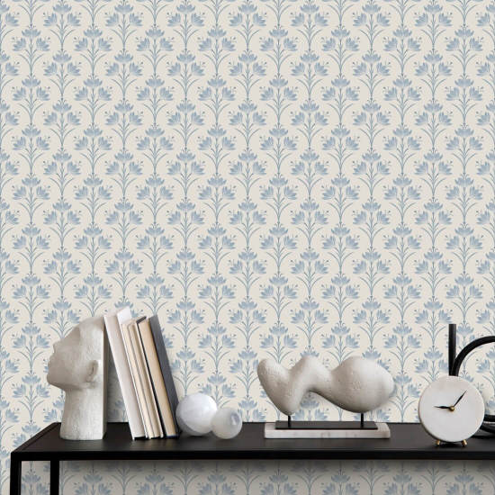 Crocus Blue Dew Floral Wallpaper