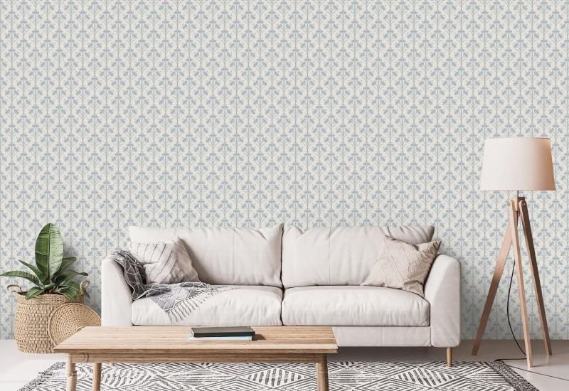 Crocus Blue Dew Papel de parede floral