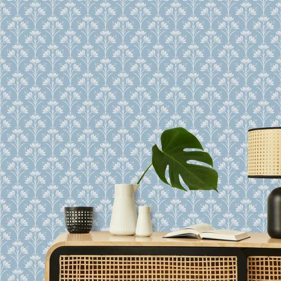 Céu matinal de açafrão Papel de parede com padrão floral