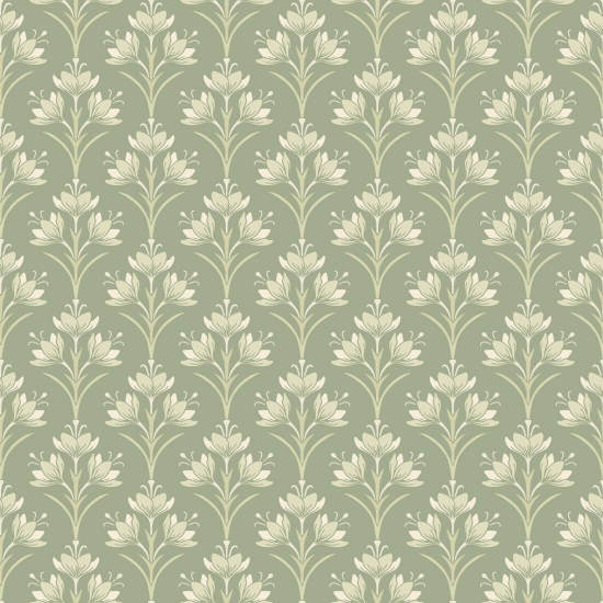 Clareira verde açafrão Papel de parede floral verde