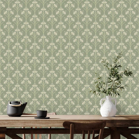 Crocus Green Glade Papier peint floral