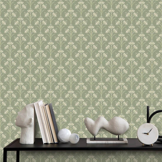 Crocus Green Glade Papel pintado floral verde