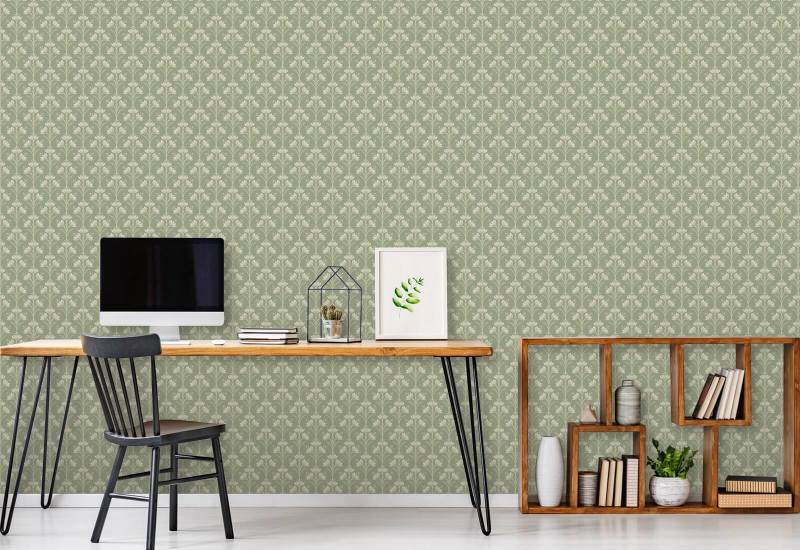 Crocus Green Glade Groen bloemenbehang