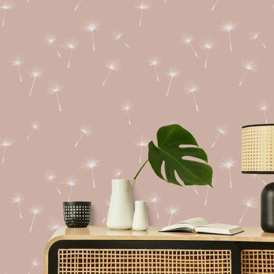 Graines de pissenlit pour l'été Papier peint Pink Nature
