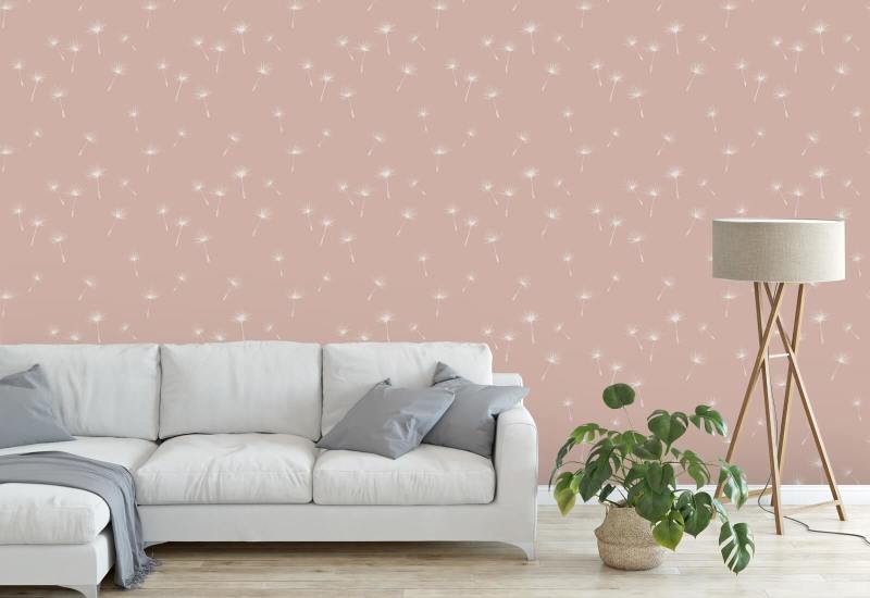 Maskrosfrön Sommar Rosa natur tapet