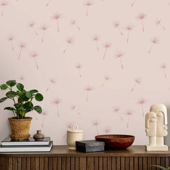 Dandelion Seeds Pink Paradise Botanical Wallpaper