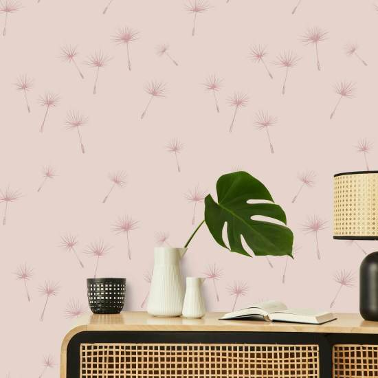 Dandelion Seeds Pink Paradise Botanical Wallpaper
