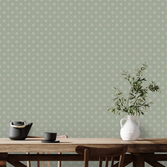 Foulard Sage Green Groen bloemenbehang