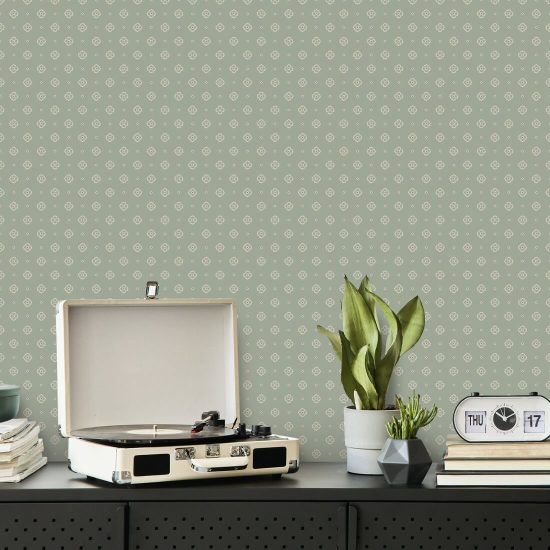 Foulard Sage Green Groen bloemenbehang