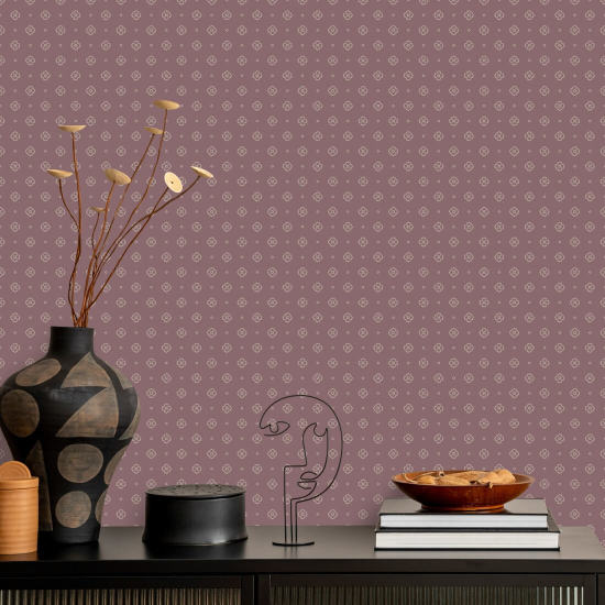 Foulard Maroon Floral Pattern Wallpaper