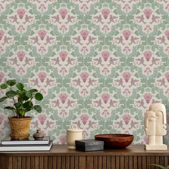 Grape Damask Damask Wallpaper