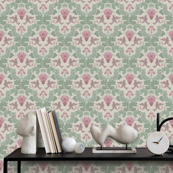 Grape Damask Damask Wallpaper