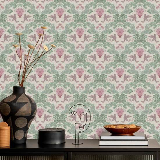 Grape Damask Damask Wallpaper