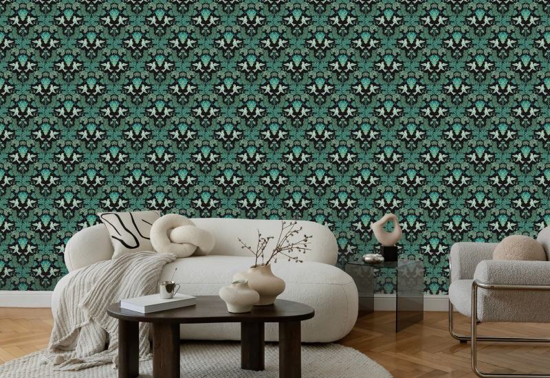 Grape Damask Midnight Damask Wallpaper