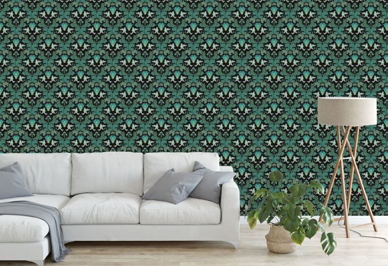 Traube Damask Midnight Damask Tapete