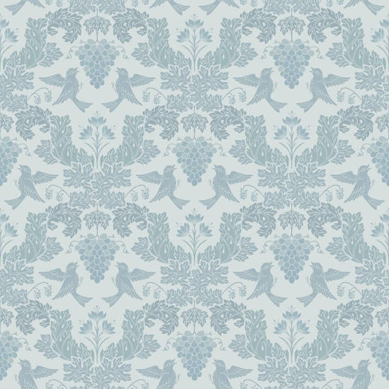 Traubendamastblau Damask Tapete